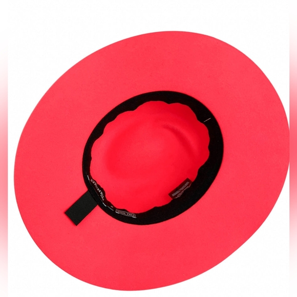 Sz M and L NWT $970 Maison Michel Kyra Wide-Brimmed Felted Fedora in Coral Pink